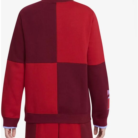 Nike Blue Ribbon Cut & Sew Colorblock Sweatshirt Red/Burgundy – Youth XL - Picture 9 of 15
